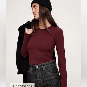 NWT Burgundy ribbed long sleeve crew neck - Banana Republic XXL